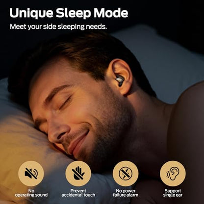 Monster Sleep Ear100 Ear Buds, Sleep Headphones with Stereo Sound, Design for Side Sleeper, 32H Playtime, Bluetooth 6.0, ENC Noise Cancelling, IPX6 Waterproof Mini Earbuds, Black
