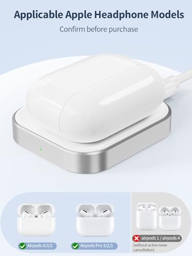 AirPods Pro Charger, Wireless Charging Station for AirPods Pro 3/ Pro 2/Pro, Wireless Charger for Airpods 4 (with Active Noise Cancellation)/ 3rd/ 2rd, White - color: Aluminum(White)-for AirPods