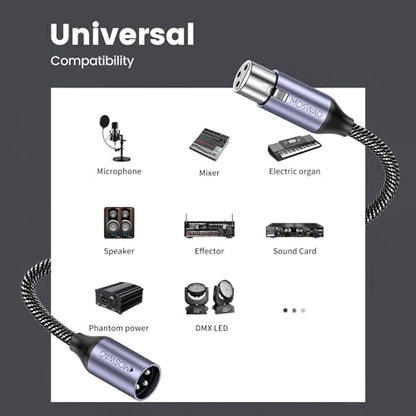 MOSWAG XLR Male to Female Cable 3FT Balanced XLR Cable Microphone Cord 3Pin | XLR to XLR Cable Nylon Braided Compatible with Mic Mixer, Microphone, Recording Studio, Behringer, Speaker Systems - size: 3FT/1M