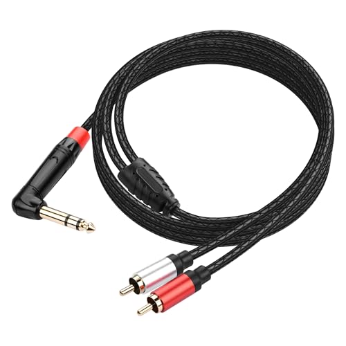 SinLoon 6.35mm TRS to 2 RCA Audio Cable 1.8M/6Ft (RCA-Male) | 1/4" Stereo Male to Dual RCA Y Splitter Cable for DVD Players Amplifiers