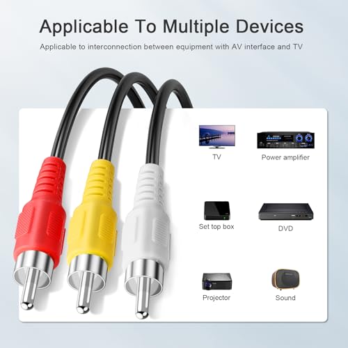 3 RCA Cable Audio Video Composite Male to Male DVD Cable (30 Feet) - size: 30 Feet