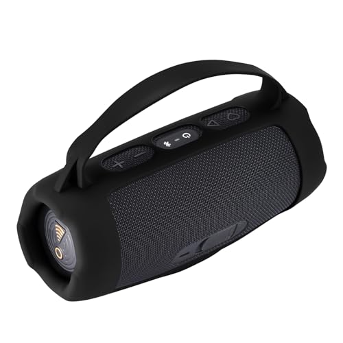 Silicone Case Cover for JBL Charge 5 Wi-Fi/Charge 5 Portable Bluetooth Speaker Protective Sleeve Skin Travel Carrying Case Replacement with Shoulder Strap Wireless Speaker Accessories(Black) - color: BLACK