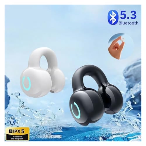 Bluetooth Earphone Single Ear Bone Conduction Earphone Clip Ear Music Noise Cancelling HD Call Sports Gaming Earphone(Single White) - color: Single White