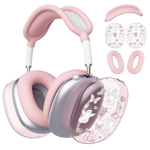 for AirPods Max Headphones Kawaii Cat Ear Covers for AirPods Max 2 - color: Kitten Butterfly B/Pink
