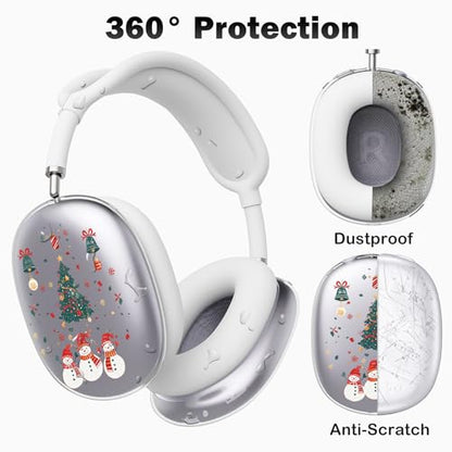 for AirPods Max 2/1 Headphones Christmas Tree Ear Covers | Cute Snowman Clear Ear Cups Cover | White Silicone Ear Pad Case Headband Cover for Apple AirPods Max 2/1 (2026/2024/2020) - color: Snowman I/White
