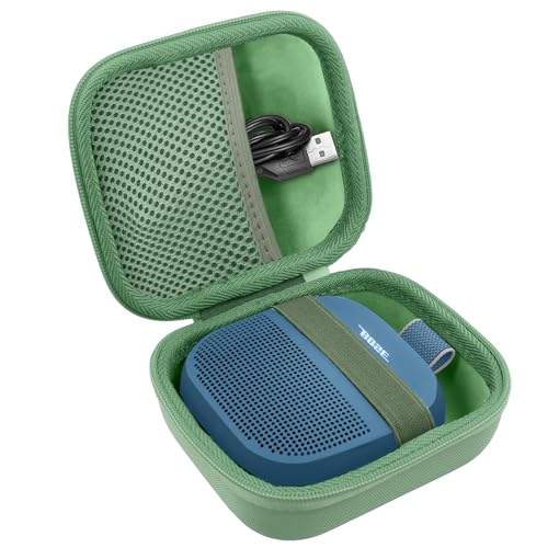 for Bose New SoundLink Micro 2nd Gen Speaker Protective Case, Grass Green | EVA Hard Shell, Soft Velvet Lining, Durable Wrist Strap, Portable Travel Bag with Carabiner, Mesh Accessory Pocket - color: Grass Green Case