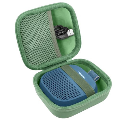 for Bose New SoundLink Micro 2nd Gen Speaker Protective Case, Grass Green | EVA Hard Shell, Soft Velvet Lining, Durable Wrist Strap, Portable Travel Bag with Carabiner, Mesh Accessory Pocket - color: Grass Green Case