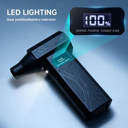 Compressed Air Duster 110000RPM, Cordless Electric Dust Blower | Rechargeable, 4-Speed Adjustable, LED Display, For PC Keyboard Car Home Cleaning, Mini, Replaces canned air, Brushless Motor
