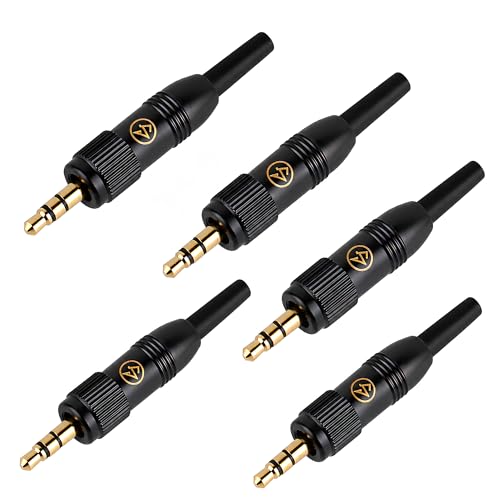 3.5mm 1/8" Locking Connector Retractable Gold Plated Microphone Connection Small Three Pin Audio Plug Ideal for Secure and Stable Audio Performance (5PCS)