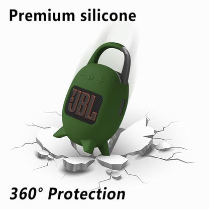 Geiomoo Silicone Carrying Case for JBL Clip 5, Protective Portable Scratch Shock Resistant Cover (Emerald Green) - color: Emerald Green