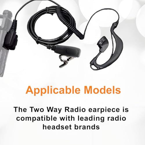 G-Type Walkie Talkie Earpiece with Earhook and MIC, 2-Pin Headset, Pack of 1 - size: Pack 1
