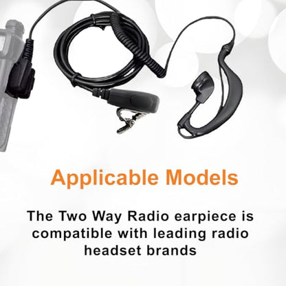 G-Type Walkie Talkie Earpiece with Earhook and MIC, 2-Pin Headset, Pack of 1 - size: Pack 1