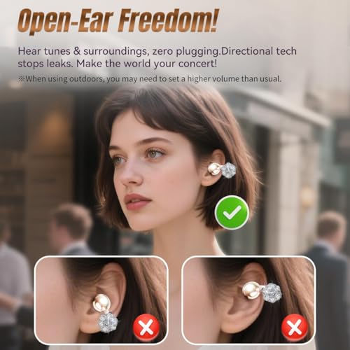 King Lucky i121 Open Ear Clip On Earbuds Wireless Bluetooth Ear Clip Headphones with Mic,Noise Cancelling, Waterproof IPX4,for Small Ears,Perfect for Running,Sports,Glasses Wearers (02-White) - color: 02-White