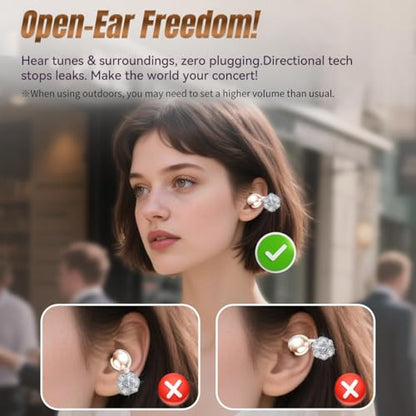 King Lucky i121 Open Ear Clip On Earbuds Wireless Bluetooth Ear Clip Headphones with Mic,Noise Cancelling, Waterproof IPX4,for Small Ears,Perfect for Running,Sports,Glasses Wearers (02-White) - color: 02-White