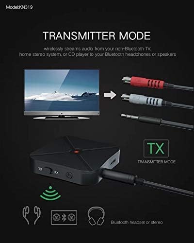 Bluetooth 5.0 Adapter Transmitter Receiver 2in1 Wireless 3.5mm AUX aptX Low Latency Adapter Suitable for TV/Home Audio Systems, Suitable for Single Bluetooth Signal Device