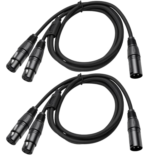 2 Pack XLR Splitter Cable,1 Maleto 2 Female, 5FT Stereo Mic to L&R Audio Y-Splitter Cable - color: 5FT-2PACK, size: XLR 1 Male to 2 Female