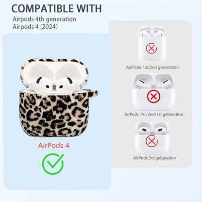 Case Compatible with AirPods 4 Case,Soft Silicone Cover with Bracelet Lanyard and Keychain, Cute Wireless Charging Protective Case for Apple AirPods 4th for Women and Men (Leopard) - color: Leopard