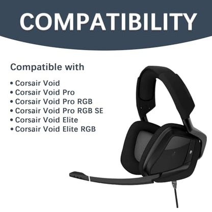 Replacement Ear Pads for Corsair Void & Corsair Void PRO RGB Wired/Wireless Gaming Headsets, Ear Cushion Pads Cover, Black Mesh Fabric, Memory Foam-Black