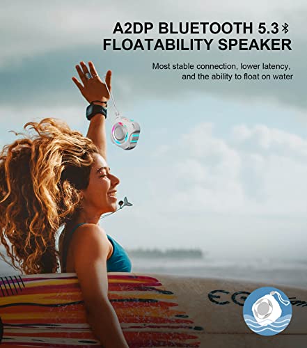 comiso Shower Bluetooth Speaker, IPX7 Waterproof Speaker with LED Light | Portable Speaker with Punchy Bass and Loud HD Sound, Floating, Lanyard, 2000mAh for Travel, Beach, Kayak, Gift for Men, Women - color: Space Gray