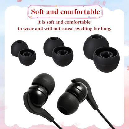 18 Pairs Silicone Ear Tips, Extra Small Ear Bud Covers (S/M/L) | Soft Earphones Earbuds Black Earbuds Tip Replacement Silicone Ears Bud Tips Replacement Kit Ears Tip for in-Ear Headphones