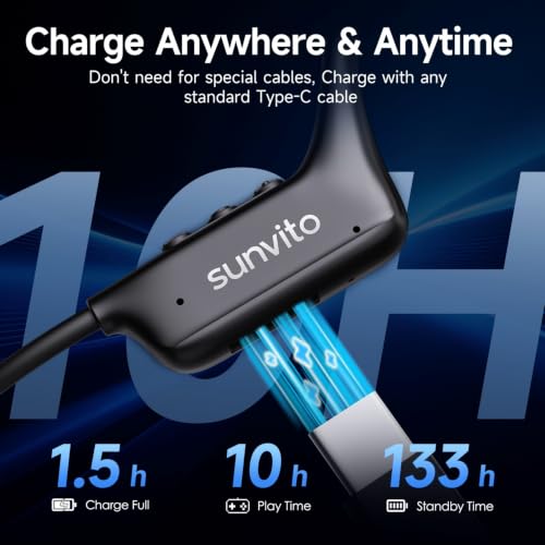 Bone Conduction Headphones Bluetooth 6.1 Open Ear IPX7 Waterproof - color: Black