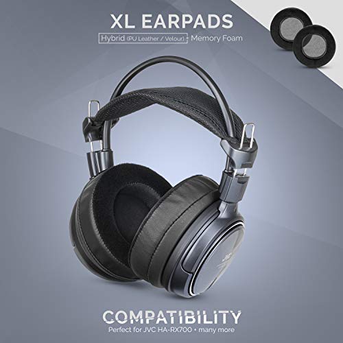 Brainwavz XL Hybrid Memory Foam Earpads for AKG 701 & Many Other Large Over The Ear Headphones - Sennheiser, JBL, Bayerdynamic, HifiMan, ATH, Philips, Fostex, Sony Ear Pads - color: Hybrid (PU/Velour)