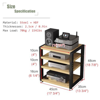 UrbanUp Audio Cabinet Rack Small Space Saving Stereo Cabinet Audio Rack Tower, Lightweight AV Media Stand for Electronics, Wood Texture Router Modem Organizer(4 Tier) - size: 4 Tier