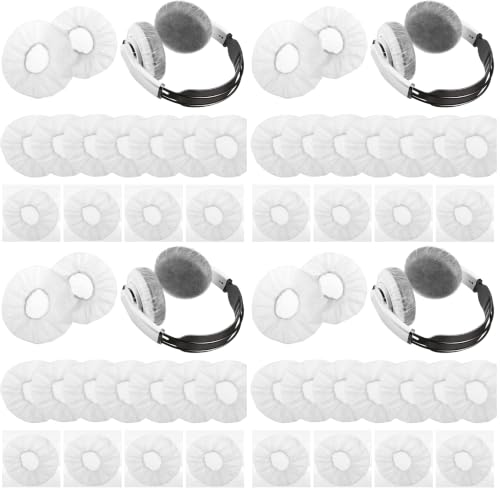 BBTO 200 Pieces Disposable Headphone Ear Cover Non-Woven Sanitary Earpad Covers for Most On Ear Headphones (L, 11 Cm/ 4.3 Inch,White) (Pack of 4) - color: White, size: L (11 cm) (Pack of 4)