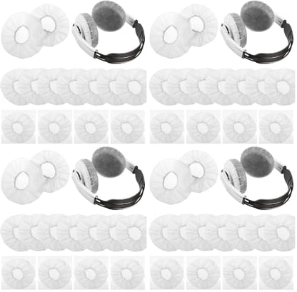 BBTO 200 Pieces Disposable Headphone Ear Cover Non-Woven Sanitary Earpad Covers for Most On Ear Headphones (L, 11 Cm/ 4.3 Inch,White) (Pack of 4) - color: White, size: L (11 cm) (Pack of 4)