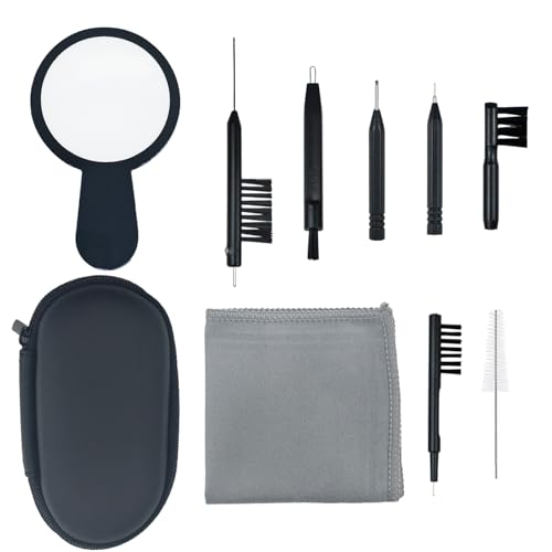 10 PCS Hearing Aid Cleaning Kits Hearing Amplifier Brush Tools Earbuds Headphones Cleaner Brush Kits with Case Set B - color: Black