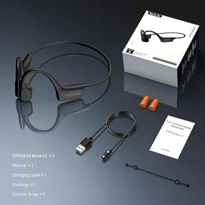 Open Ear Bone Conduction Headphones Bluetooth 6.0 Sports Earbuds with Mic, IPX7 Waterproof Sweatproof Headset for Running, Cycling, Lightweight Stereo Sound with Fast Charging