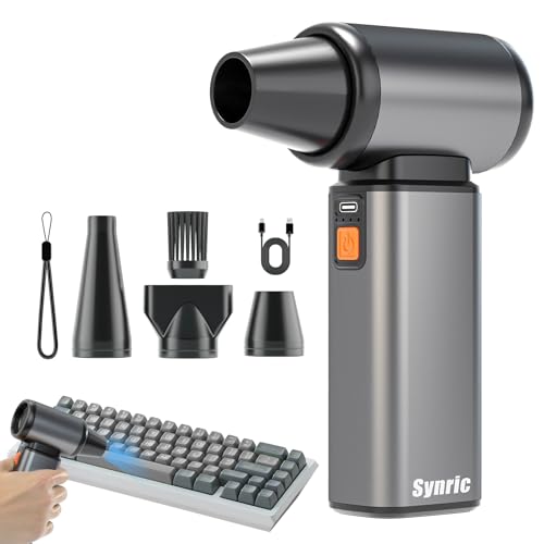 Compressed Air Duster, Stepless Speed Electric Air Duster, Metal Shell Air Blower with Brushless Motor, 120000 RPM Keyboard Cleaner Replaces Canned Air for Outdoors, Car, Home Cleaning