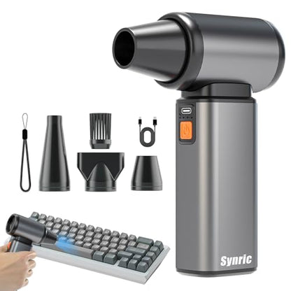 Compressed Air Duster, Stepless Speed Electric Air Duster, Metal Shell Air Blower with Brushless Motor, 120000 RPM Keyboard Cleaner Replaces Canned Air for Outdoors, Car, Home Cleaning