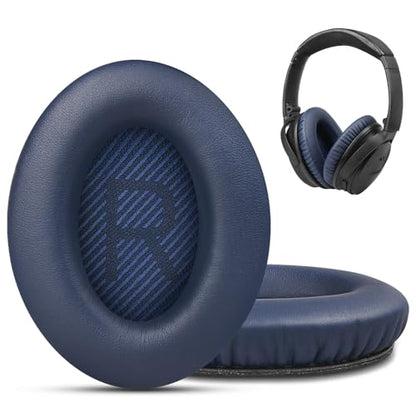 GEVO Premium Replacement Ear Pads for Bose QC35 & QC35ii Headphones - Blue | Fits QuietComfort 35 & 35ii / SoundLink 1&2 AE（Over-Ear）- Soft Protein Leather · Adaptive Memory Foam and Extra Durable - color: Midnight Blue
