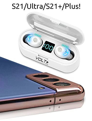 Wireless V5.3 Bluetooth Earbuds Compatible with Samsung Galaxy A32 5G and 2,000Mah PowerBank LED Display, Mic 8D Bass IPX7 Waterproof/Sweatproof - color: WHITE + POWERBANK