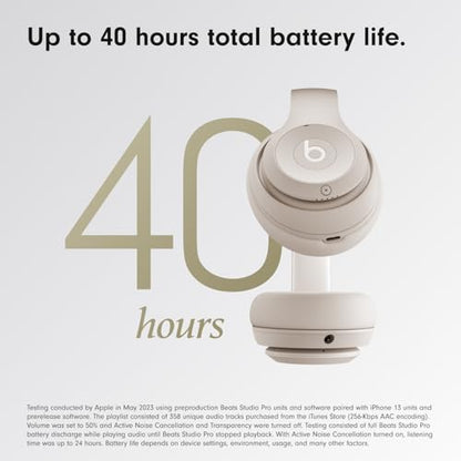 Beats Studio Pro Premium Wireless Over-Ear Headphones- Up to 40-Hour Battery Life, Active Noise Cancelling, Great for Travel & Commuting, USB-C Lossless Audio, Apple & Android Compatible - Sandstone | Noise canceling audio with Bluetooth connectivity, mic