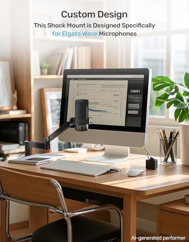 Wave Shouck Mount [Custom Built for Elgato Wave:3/1] Metal Frame Suspension | Anti-Vibration Elastic Suspension, Metal Frame, Holder Clip, with 3/8" & 1/4" Adapter, for Wave 3/1 Mic, Improves Sound - size: Wave Shock Mount