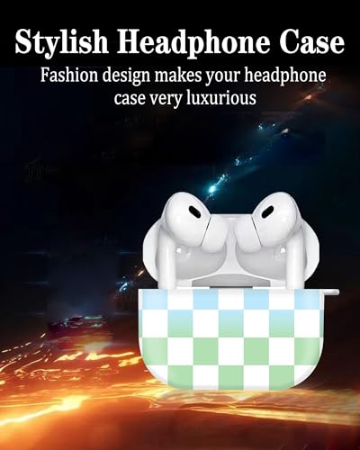 Cute Hard Case Compatible with AirPods Pro 2nd/1st Generation, Protective Cover with Golden Keychain, Fits 2023/2022/2019 Models, for Women, Girls, and Men(Colorful Checkerboard) - color: Colorful Checkerboard