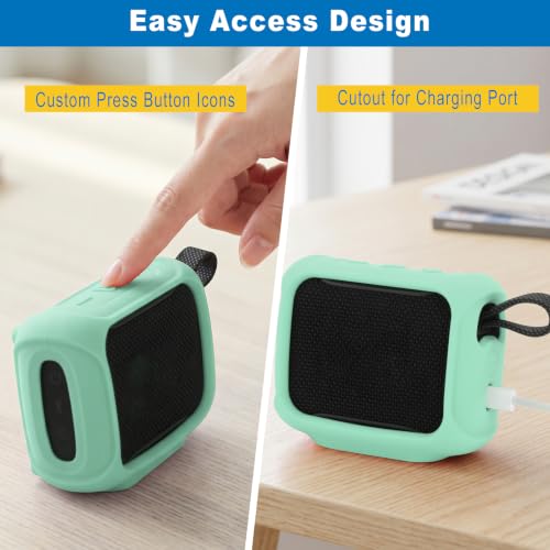 Silicone Case Cover for JBL Go 5 Speaker(Pink Green) | Travel Carrying Protective Pouch with Attach Straps for Bike Golf Cart Scooter - color: Pink Green