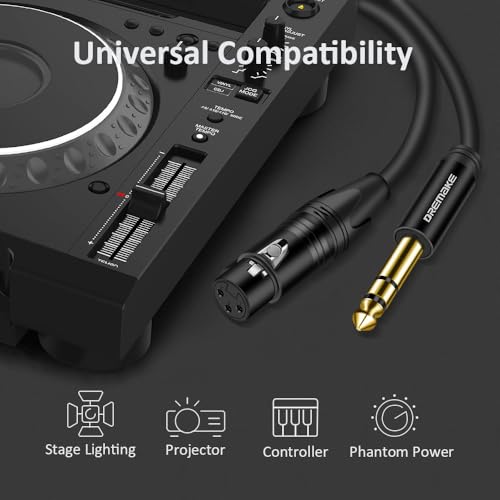 TRS 1/4 Inch 6.35mm/6.5mm to XLR Female Balanced Interconnect Audio Cable, 3Pin XLR to Quarter Inch Mic Cable for Microphone, Mixer, Guitar, AMP, Speakers - Black/33FT - color: Black, size: 33FT/10M