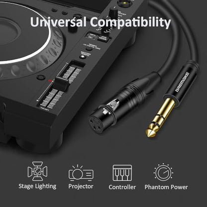 TRS 1/4 Inch 6.35mm/6.5mm to XLR Female Balanced Interconnect Audio Cable, 3Pin XLR to Quarter Inch Mic Cable for Microphone, Mixer, Guitar, AMP, Speakers - Black/33FT - color: Black, size: 33FT/10M