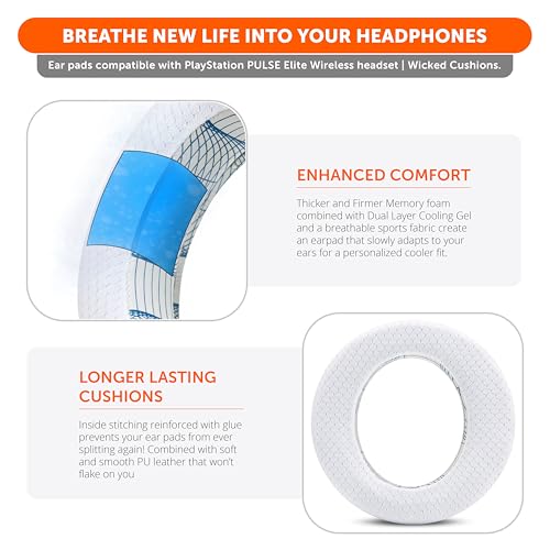 WC Freeze Pulse Elite - Cooling Gel Earpads for PS5 Pulse Elite | Made by Wicked Cushions | Thicker Cushion & Wider Opening | Ivory Tide - color: Ivory Tide