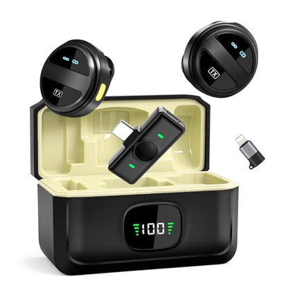 Wireless Lavalier Microphone for iPhone/Android, mini Lapel Microphone for YouTube, Video Recording, Vlog, Live Streaming - (1 Sets)