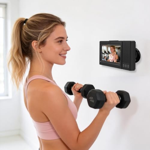Shower Phone Holder with Wireless Bluetooth Speaker,- 480°Rotatable Retractable Adjustable Shower iPhone Case, Bathroom Wall Phone Stand Water Proof Anti Fog,Accessories for 4-7"Cellphones (Black)