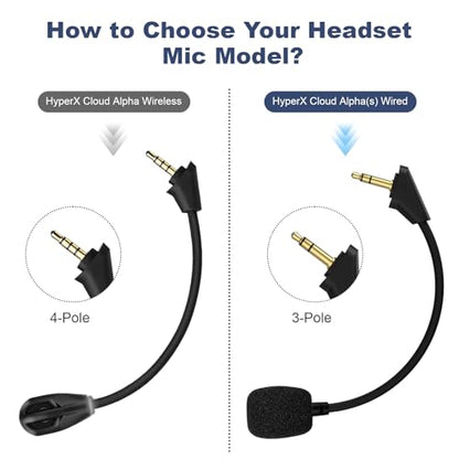Replacement Cloud Alpha Mic Boom Microphone Compatible with Kingston HyperX Cloud Alpha, Cloud Alpha S Gaming Headsets for PS5 PS4 Xbox One Nintendo Switch Computer PC
