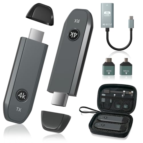 4K Wireless HDMI Transmitter and Receiver 328FT/100M, 2026 Upgraded 4K Input & 4K Output, 5G+2.4G Plug & Play HDMI Wireless Extender for Laptop PC Camera to TV Box Monitor Projector