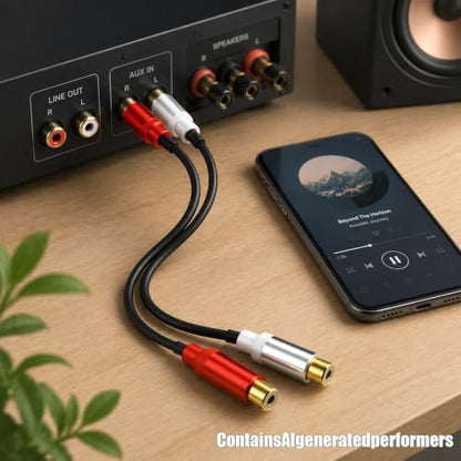 2-Pack 2RCA to 2RCA Audio Cable 1FT, Short Dual RCA Male to Male Stereo Interconnect Connectors for Subwoofer, Amplifier, Speaker and Turntable (black1) - color: black1
