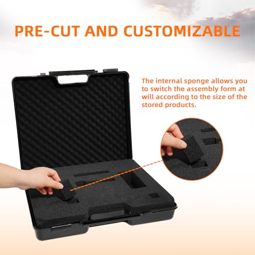 hard case with foam - waterproof travel case for microphone and gear, shockproof hard shell storage box with customizable foam, 19x16x4.5 inches, ideal for home, camping and outdoor use