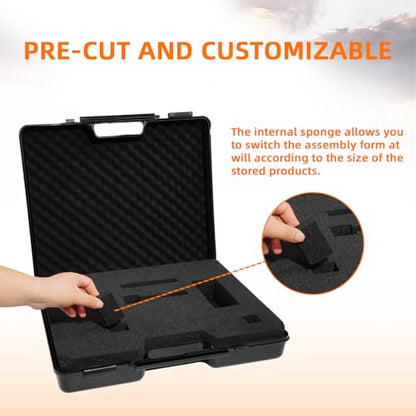hard case with foam - waterproof travel case for microphone and gear, shockproof hard shell storage box with customizable foam, 19x16x4.5 inches, ideal for home, camping and outdoor use