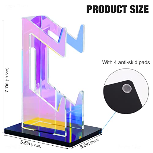 NiHome Controller Holder, Iridescent Acrylic 2-Tier Game Controller Stand | Universal Gaming Desk Organizer Dock Compatible With PS5 Xbox Switch, Stable Accessories Mount, Gamer Gift Idea - size: Iridescent 2-Tier
